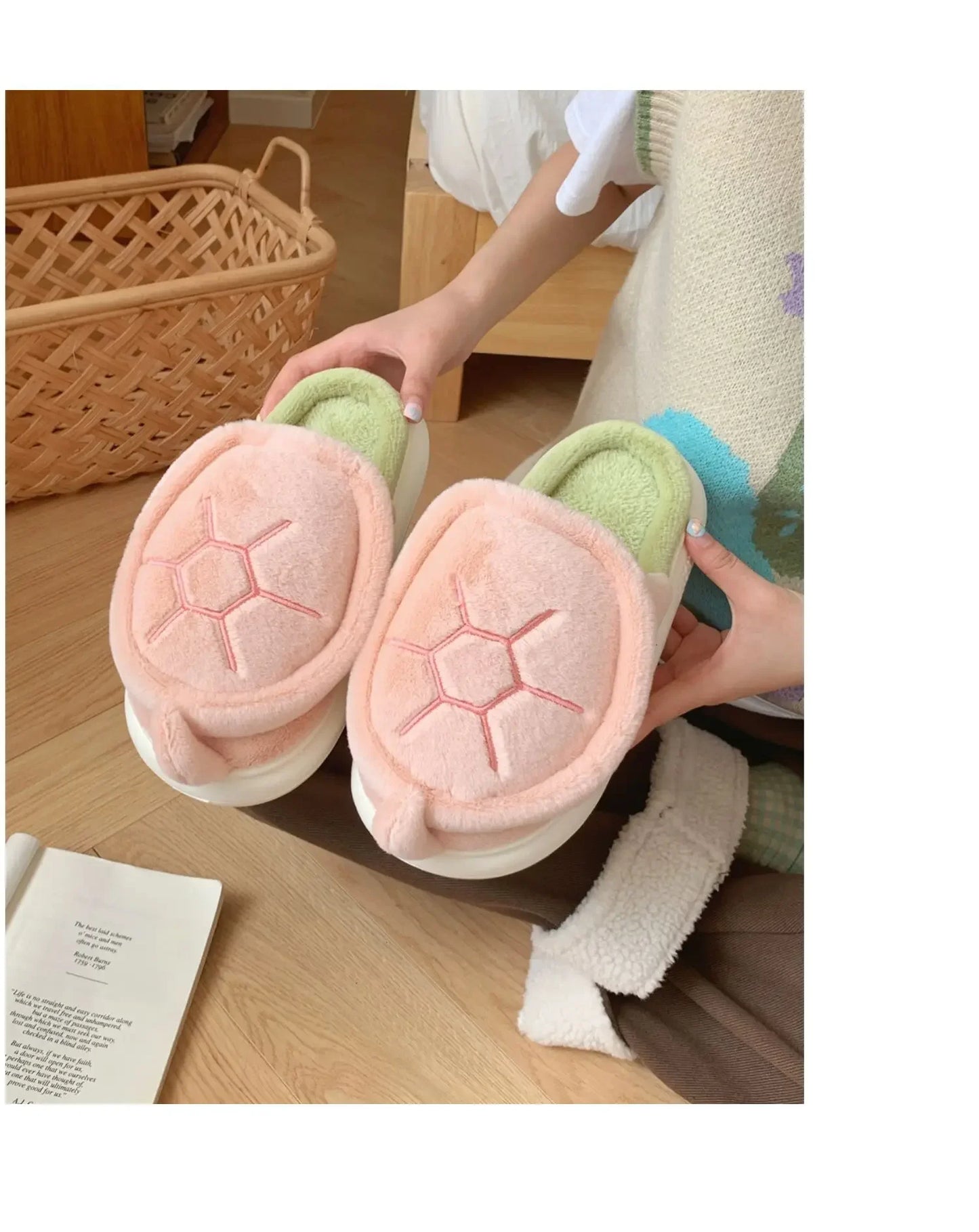 Cute Turtle Plush Slippers | Soft Warm Indoor Winter Footwear