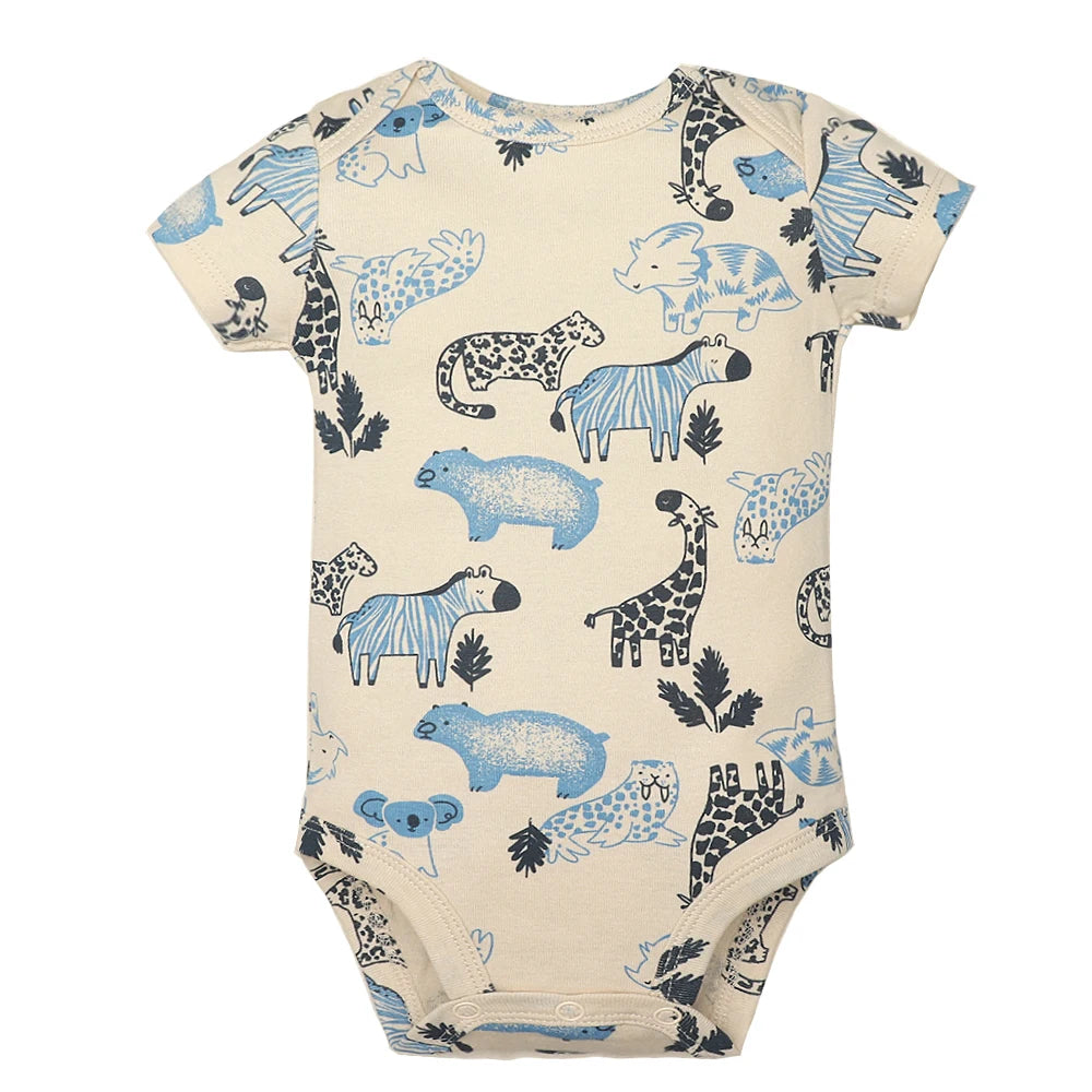 Pelele de algodón suave para bebés recién nacidos | Conjunto de 5 piezas de ropa para bebé con dibujos animados