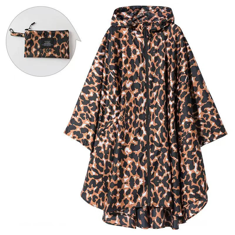 Lightweight Leopard Raincoat for Women | Waterproof Windproof Cloak
