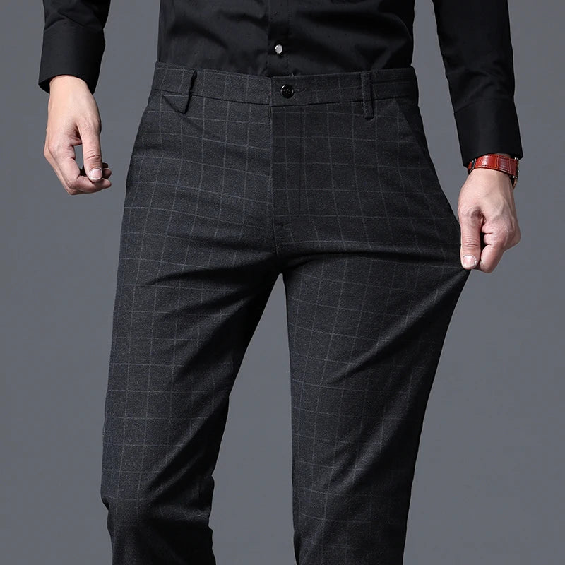 Men's Slim Plaid Casual Pants | Stylish Work & Business Trousers