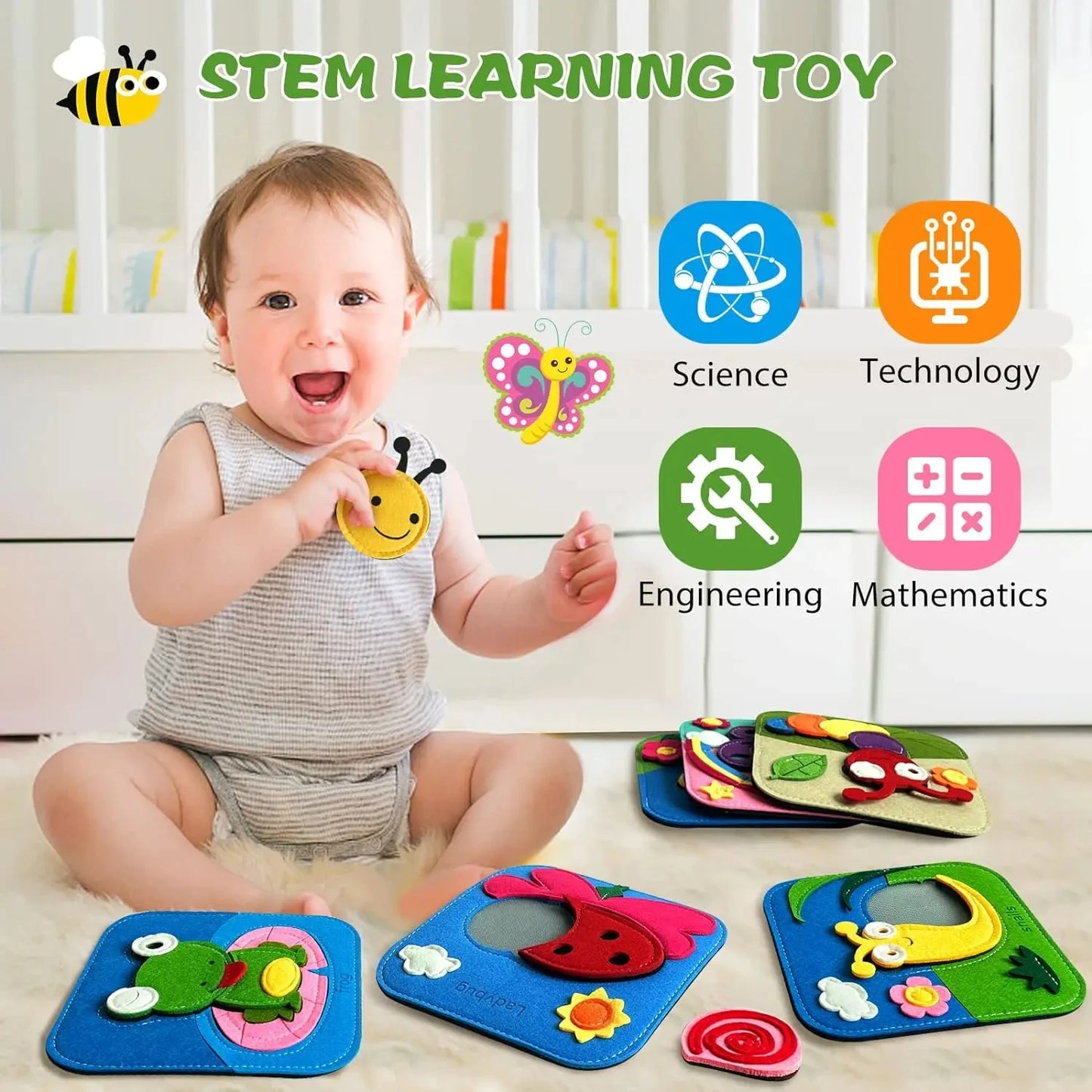 Montessori Giraffe Busy Board | 3D Felt Learning Toy for Kids