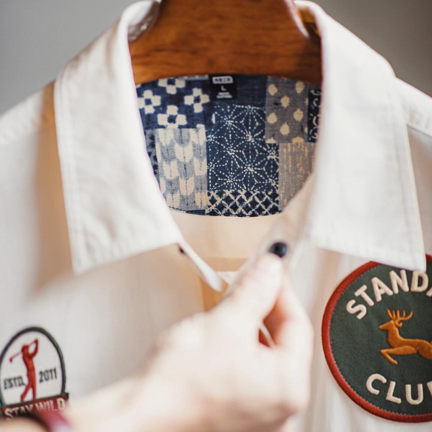 Men's Vintage Patch Embroidery Long Sleeved Shirt | Casual Style