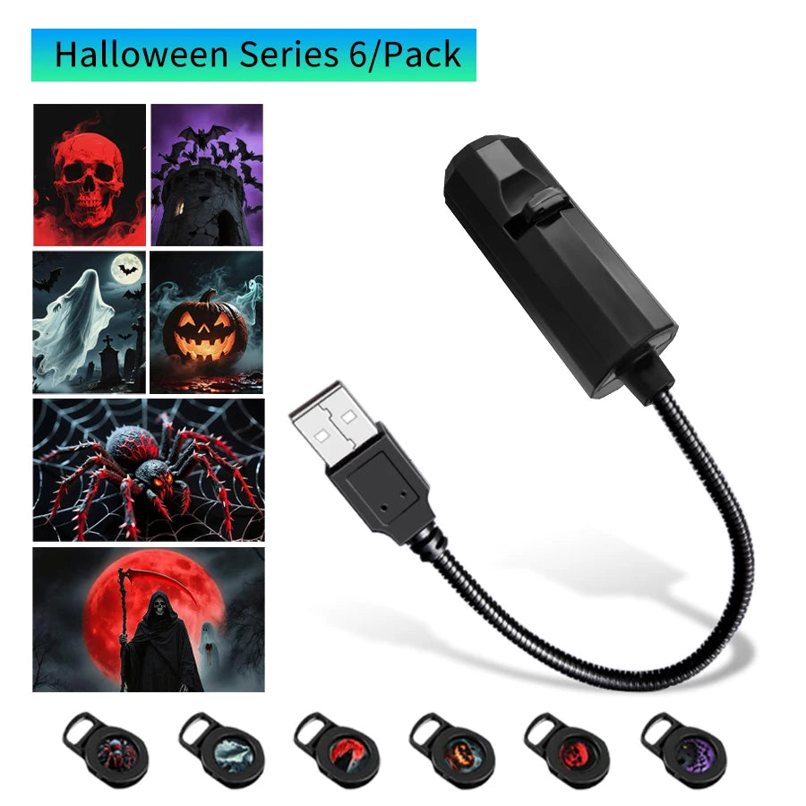 LED Halloween Moon Lamp | USB Projector Night Light for Mood