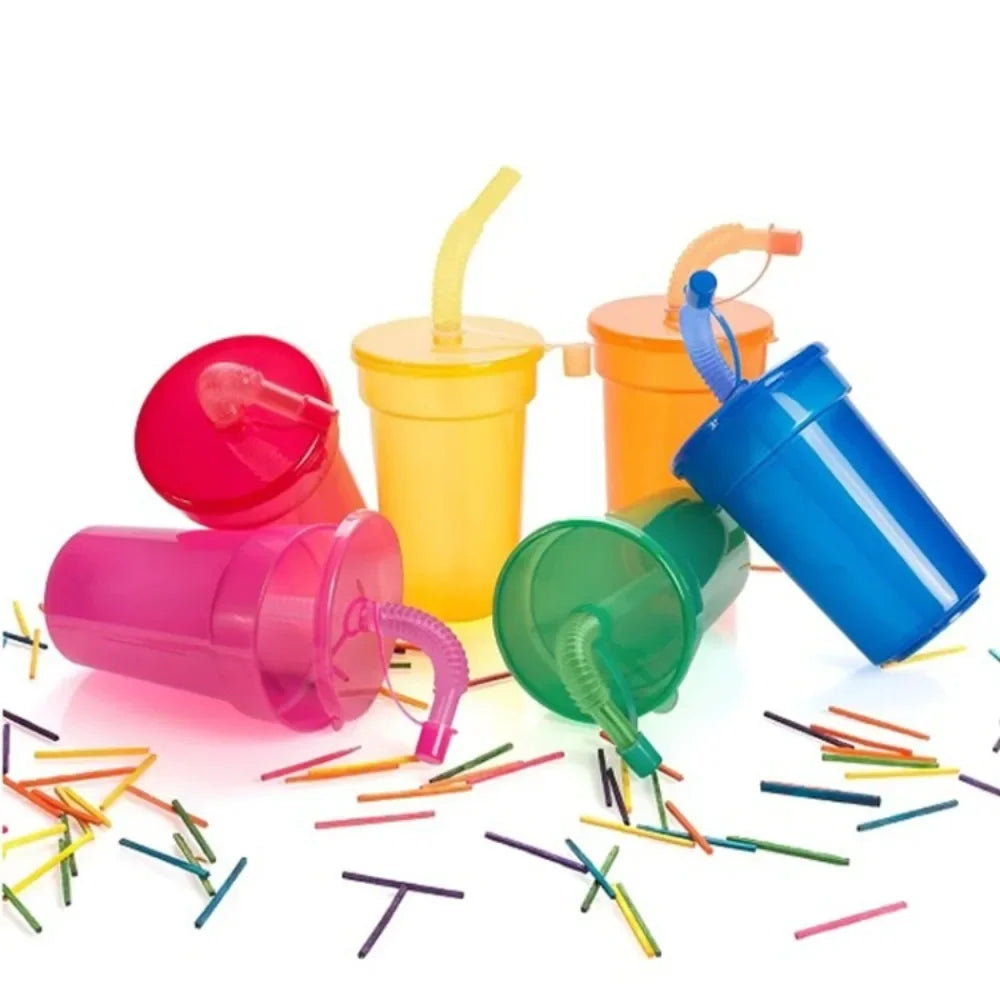Colorful Kids Drinking Cups with Straws | Leak-Proof Tumblers