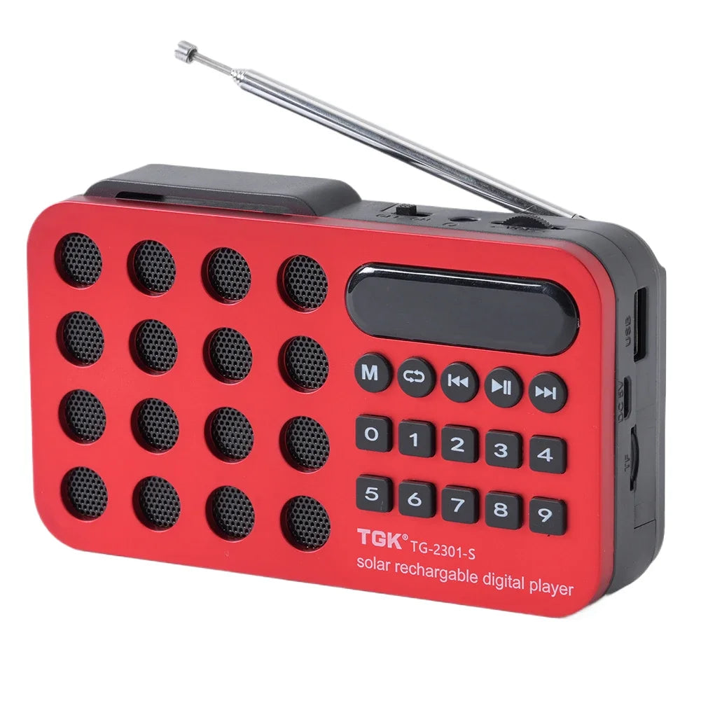 Portable FM Radio Receiver with Bluetooth & Solar Charging