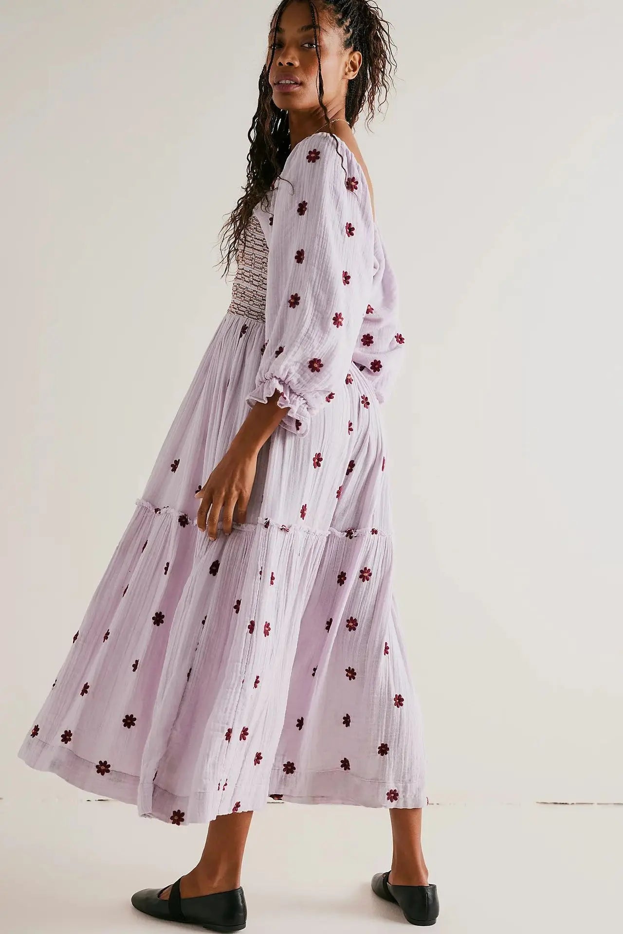 Boho Floral Embroidery Maxi Dress for Women | Casual Fashion
