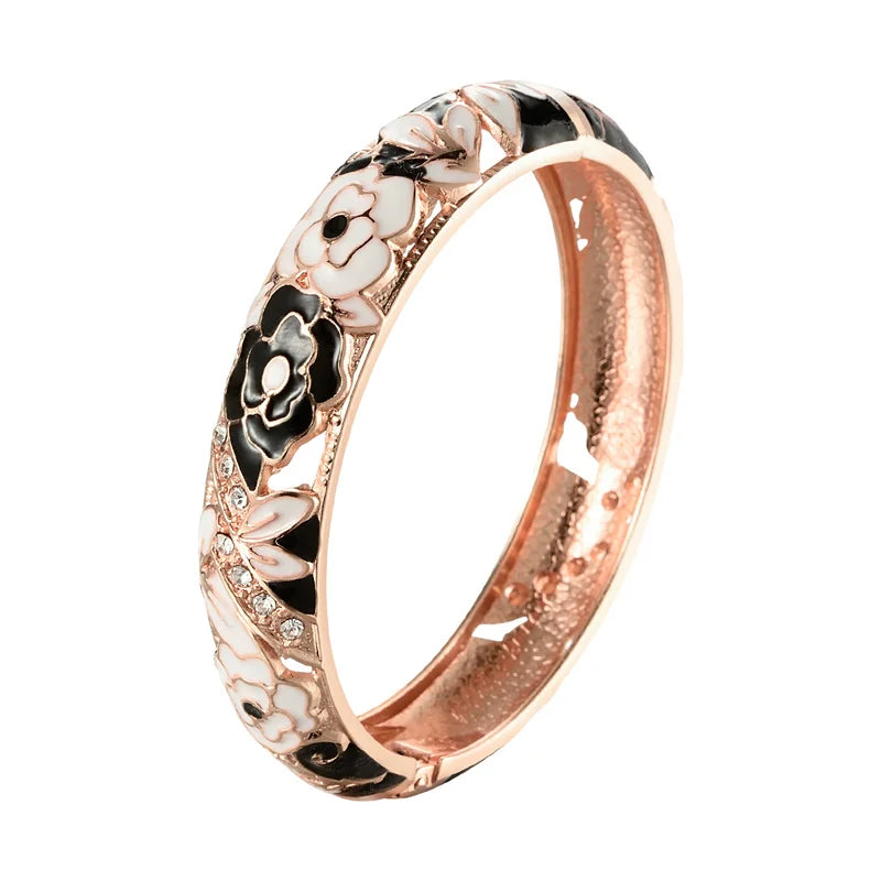 Stylish Cloisonne Double Bangle Set | Elegant Enamel Bracelets for Women