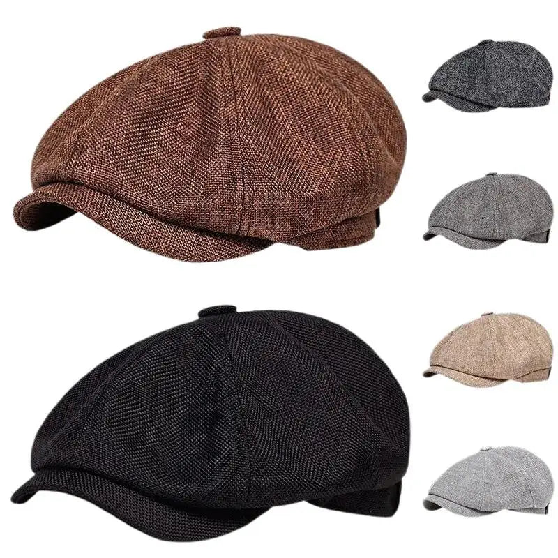★▲Mens Beret Casual Newsboy Hat Spring Autumn Lightweight Vintage Flat Cap Soft Cotton Outdoor Style Unisex