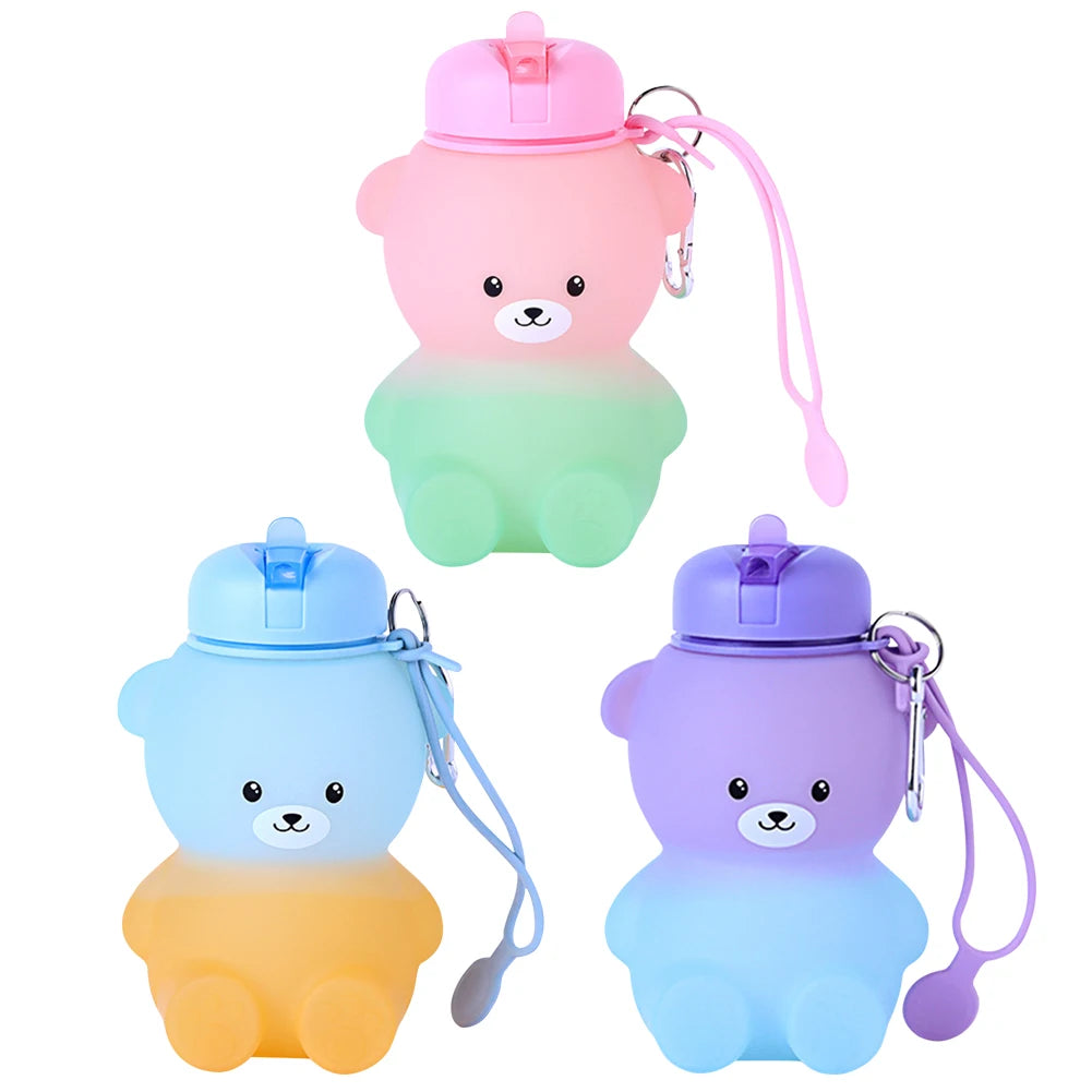 600ml Collapsible Water Bottle | Cute Bear Water Bottle for Sports