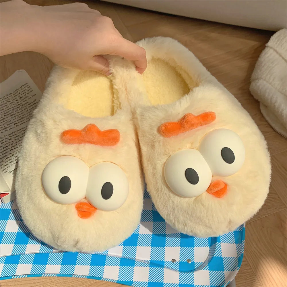 Women's Cute Cartoon Chicken Plush Slippers | Cozy Indoor Shoes