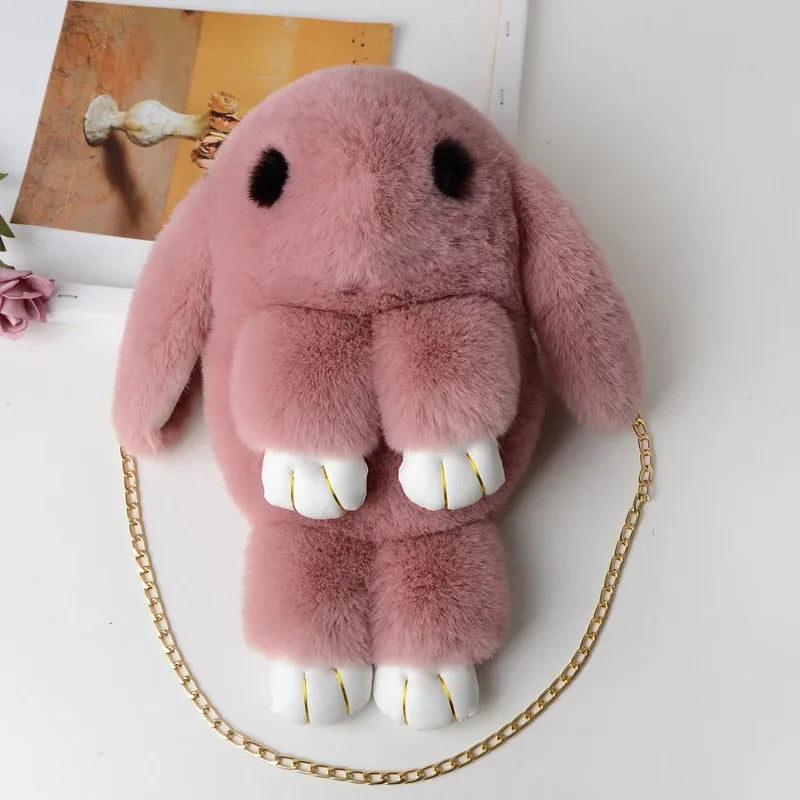 Bonito bolso bandolera de conejo de peluche | Encantador diseño cruzado