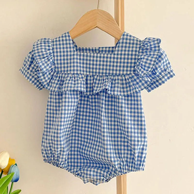 Stylish Summer Grid Jumpsuit for Baby Girls | Adorable & Comfy