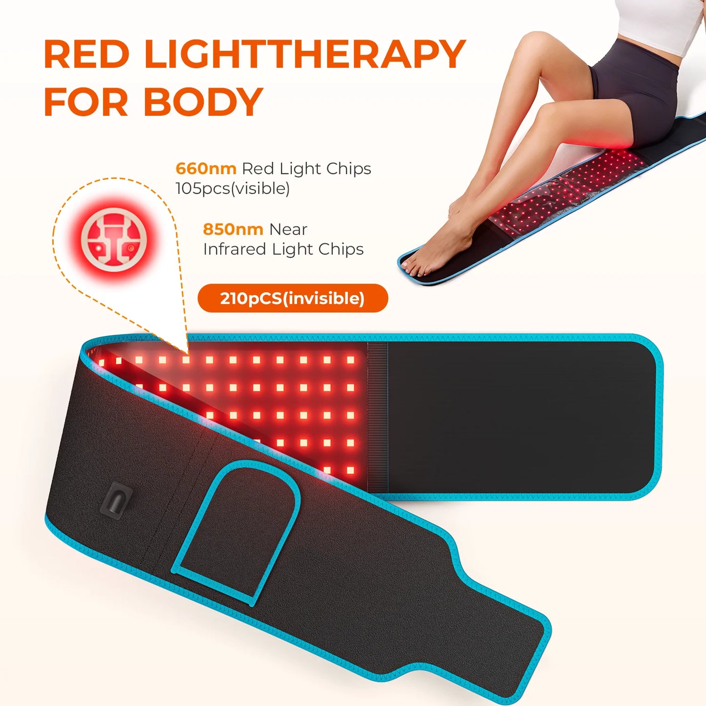 Red & Infrared LED Light Therapy Belt for Back Pain Relief