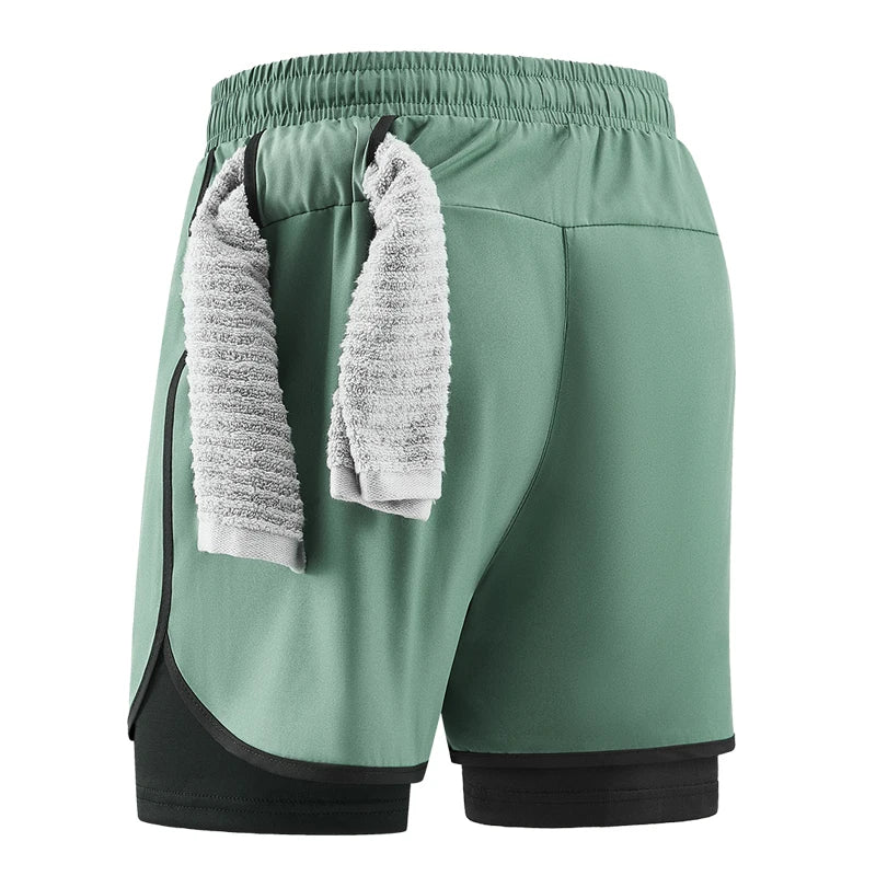 Men's 2-in-1 Camo Running Shorts | Quick Dry Gym Wear