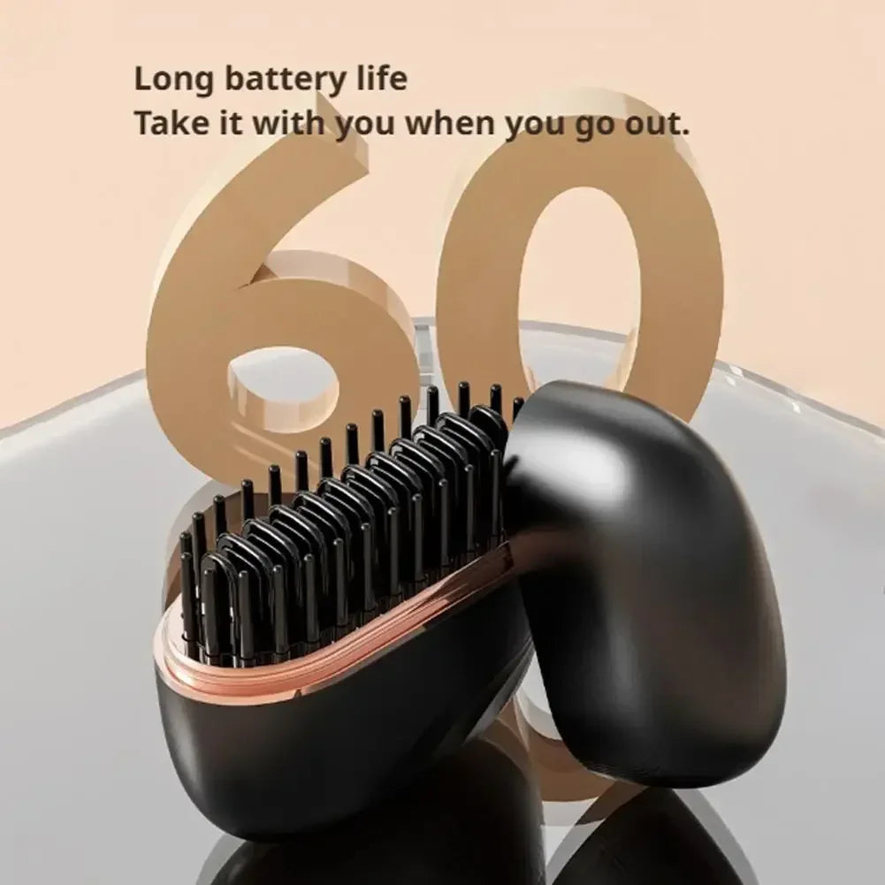 Mini Rechargeable Hair Straightener Brush | Portable & Lightweight