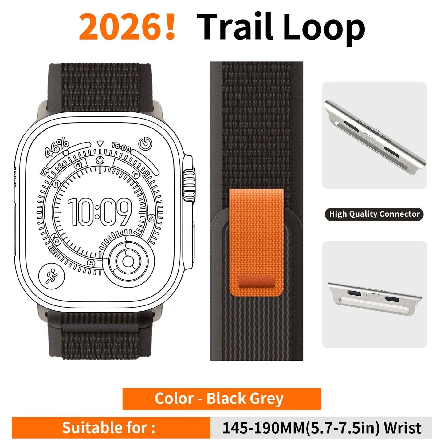 High-Quality Nylon Strap for Smartwatches | Natural Titanium Finish