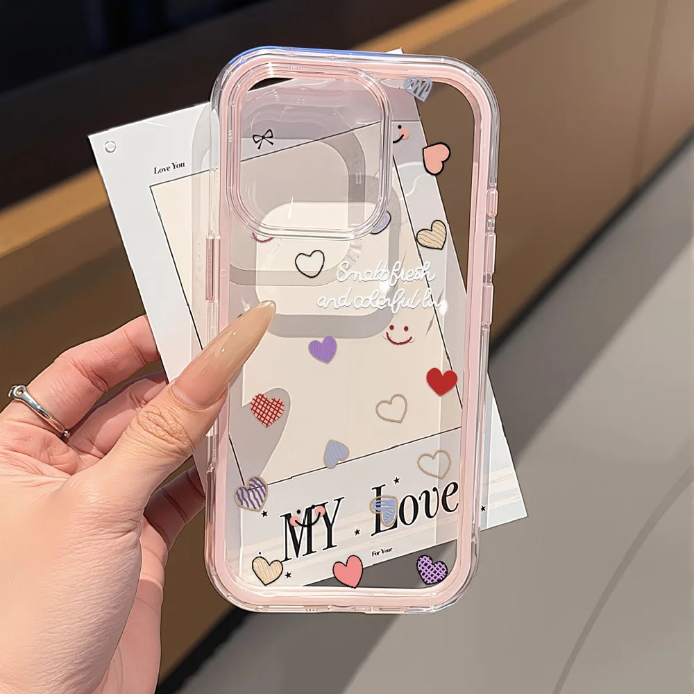Funda de iPhone Corazón de Amor | Carcasa Transparente Antichoque 2 EN 1