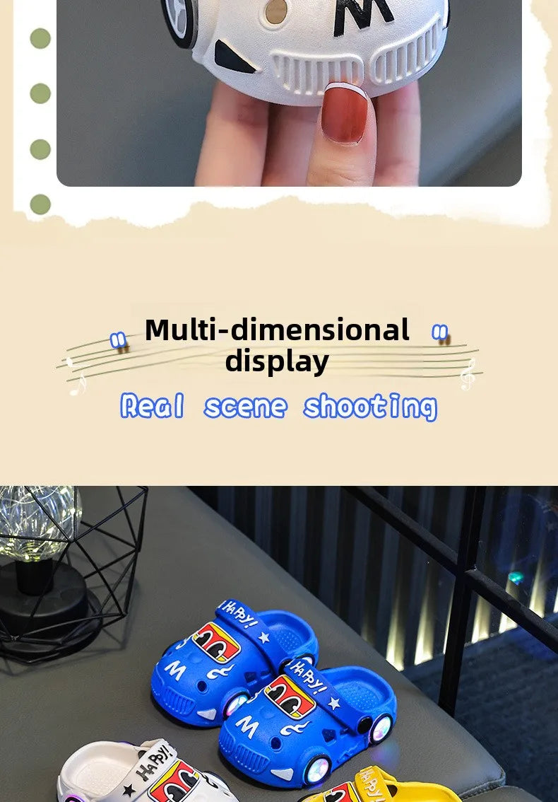 Children's Car Shaped Light Up Slippers | Fun Summer Footwear