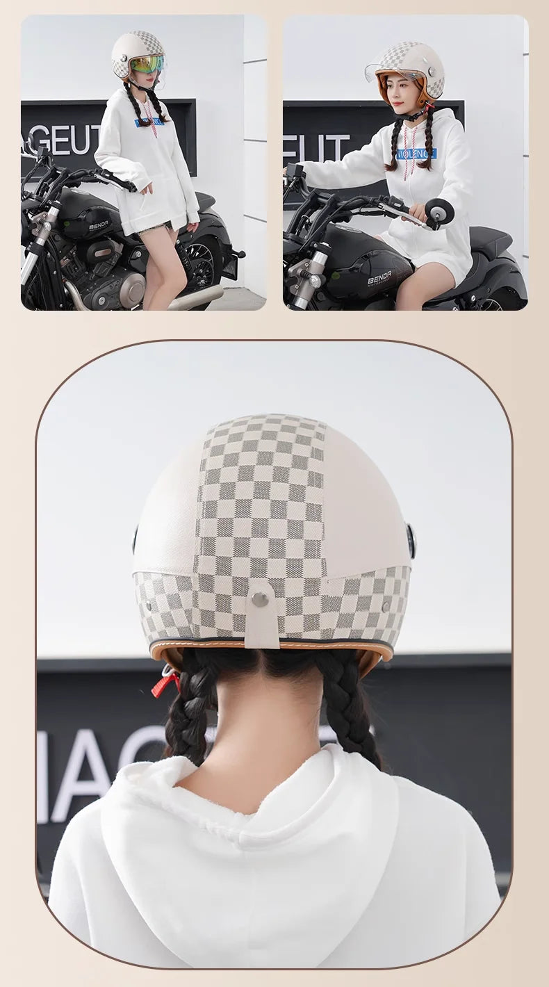 3/4 Open Face Motorcycle Helmet with Dual Sun Visor for All Riders