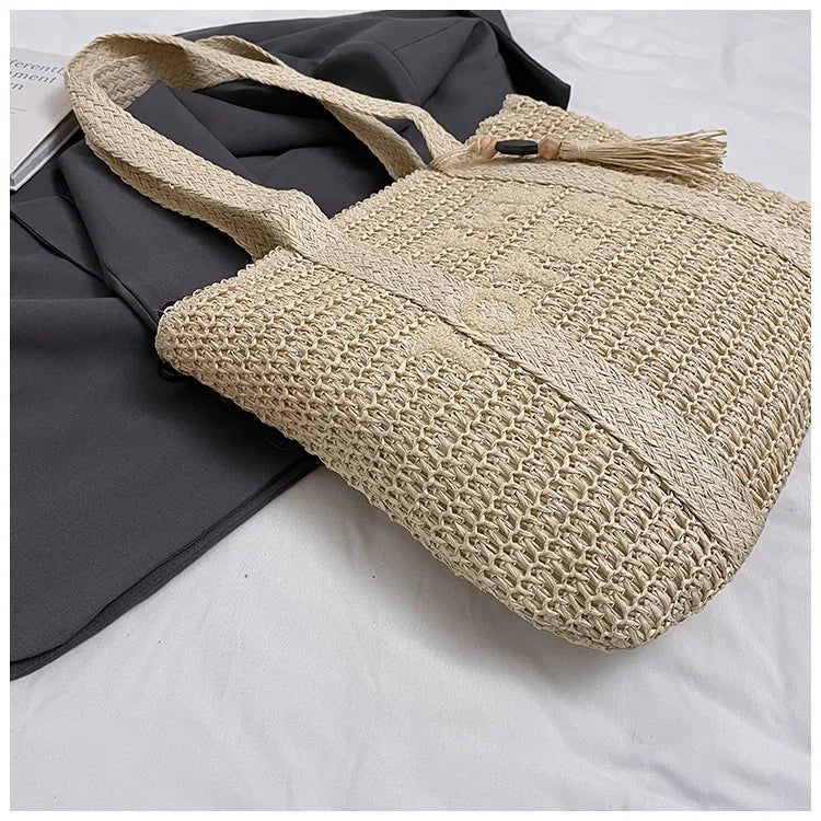Hand-Woven Summer Handbags | Large Capacity Tote with Tassel