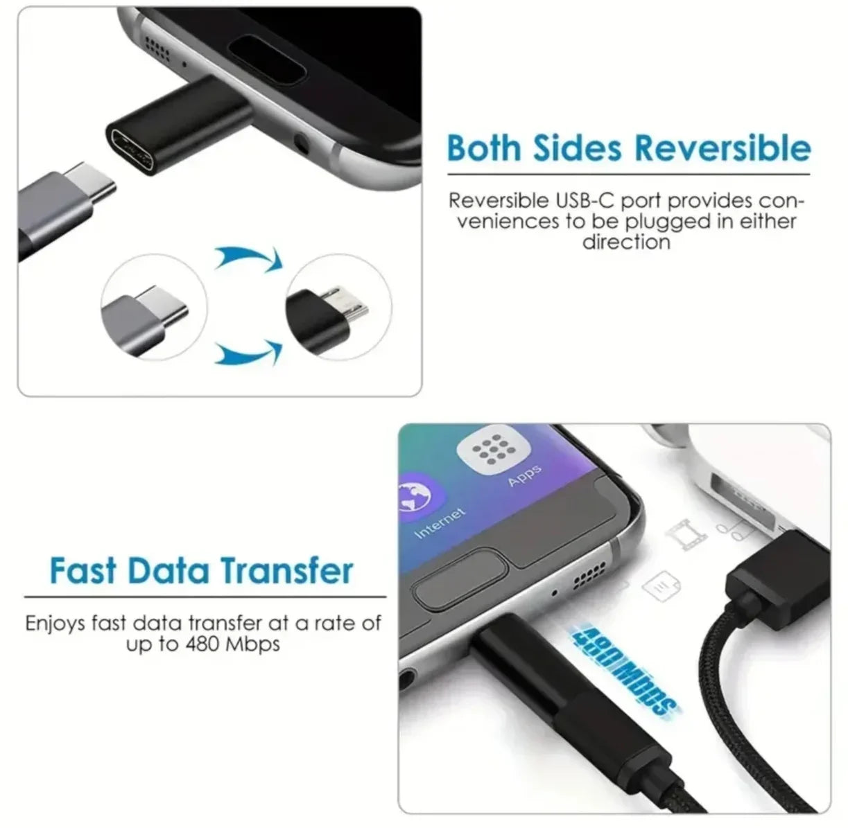 USB C to Micro USB Adapter | Fast Charging & Data Sync