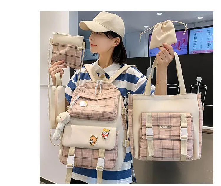 Large Capacity Kids Backpack | Versatile Nylon School Bag Set