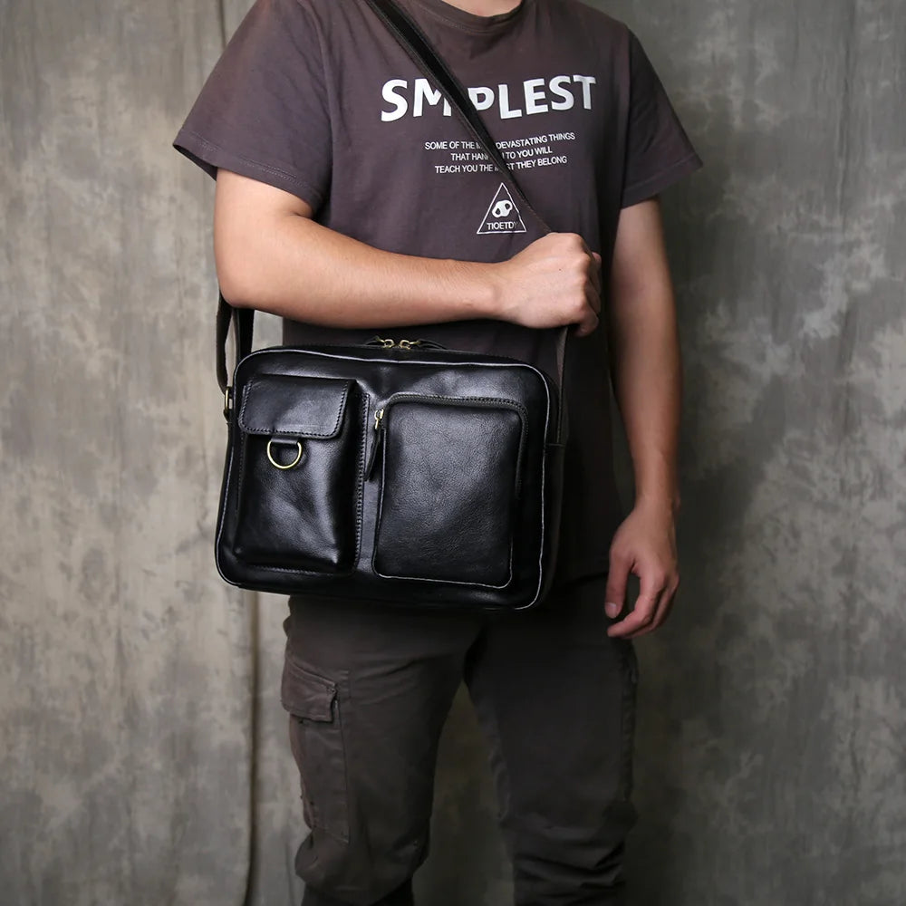 Retro Handcrafted Leather Men's Crossbody Bag | Versatile Fashion