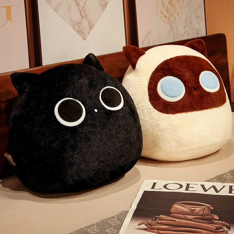 Kawaii Siamese Cat Plush Toy | Long Oblong Nap Pillow for Kids