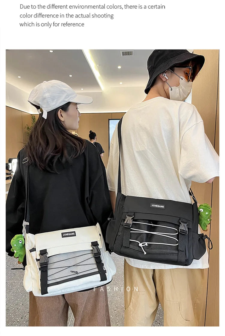 Bolso cruzado de nailon elegante para adolescentes | Bandolera multibolsillos