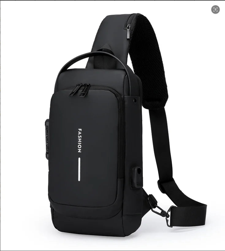 Men's Anti-Theft Chest Bag with USB Port | Waterproof Crossbody Sling