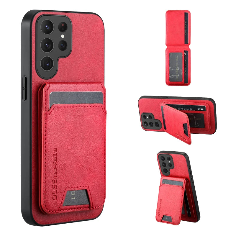 Magnetic Wallet Card Slot Holder Leather Phone Case
