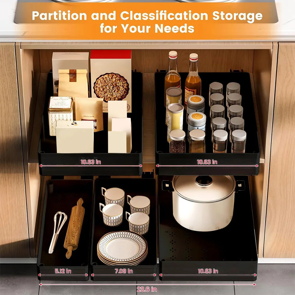 Pull Out Cabinet Organizer | Adjustable Slide Out Drawers