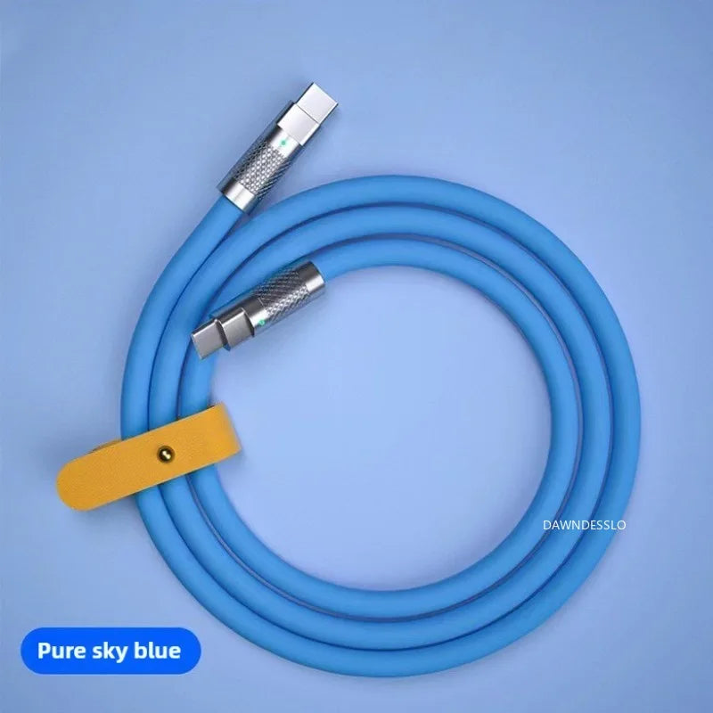 New 120W 7A Super Fast Charge PD Type C Liquid Silicone Cable 1M 1.5M 2M Usb Cable Usb C To C Charger Cable for Xiaomi Huawei