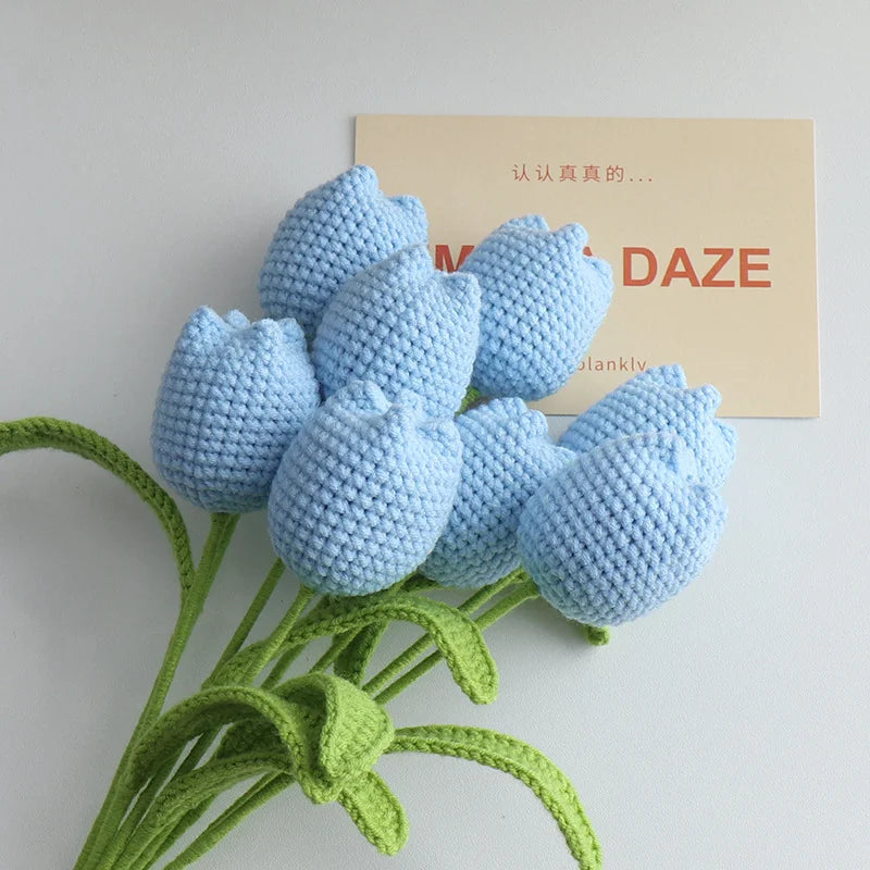 Hand Woven Crocheted Tulip Bouquets | Elegant Room Decor Gifts