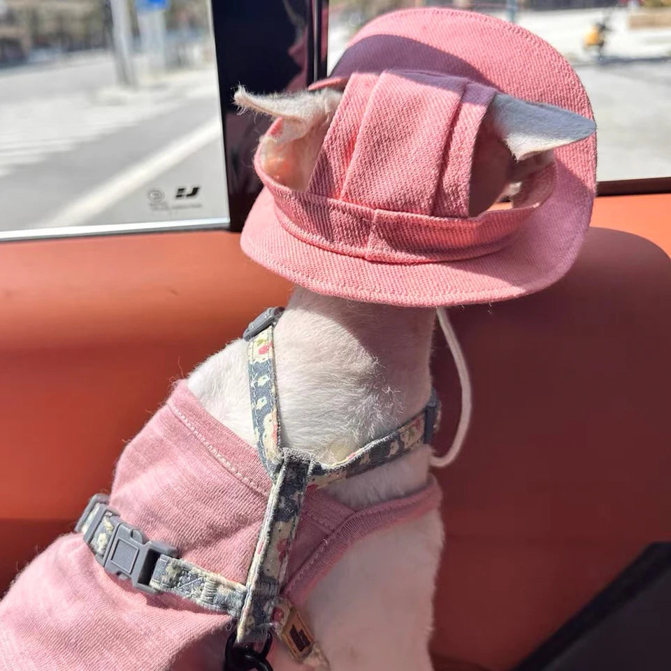 Adjustable Cotton Cat Hat with Ear Holes | Summer Sun Protection