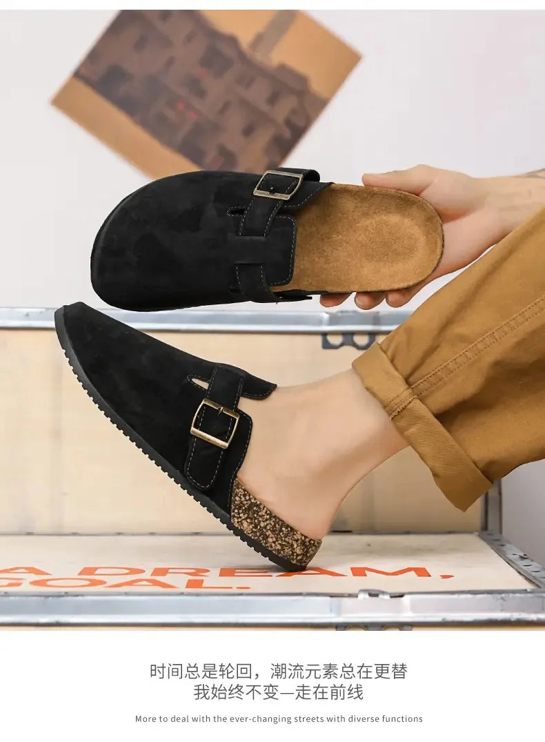 Men's Suede Mules Slippers | Comfortable Clogs with Arch Support