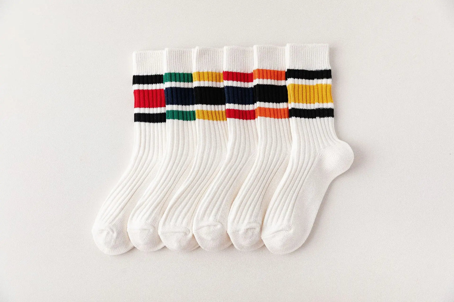 Men's Japanese Style Striped Crew Socks | Cozy Cotton Comfort