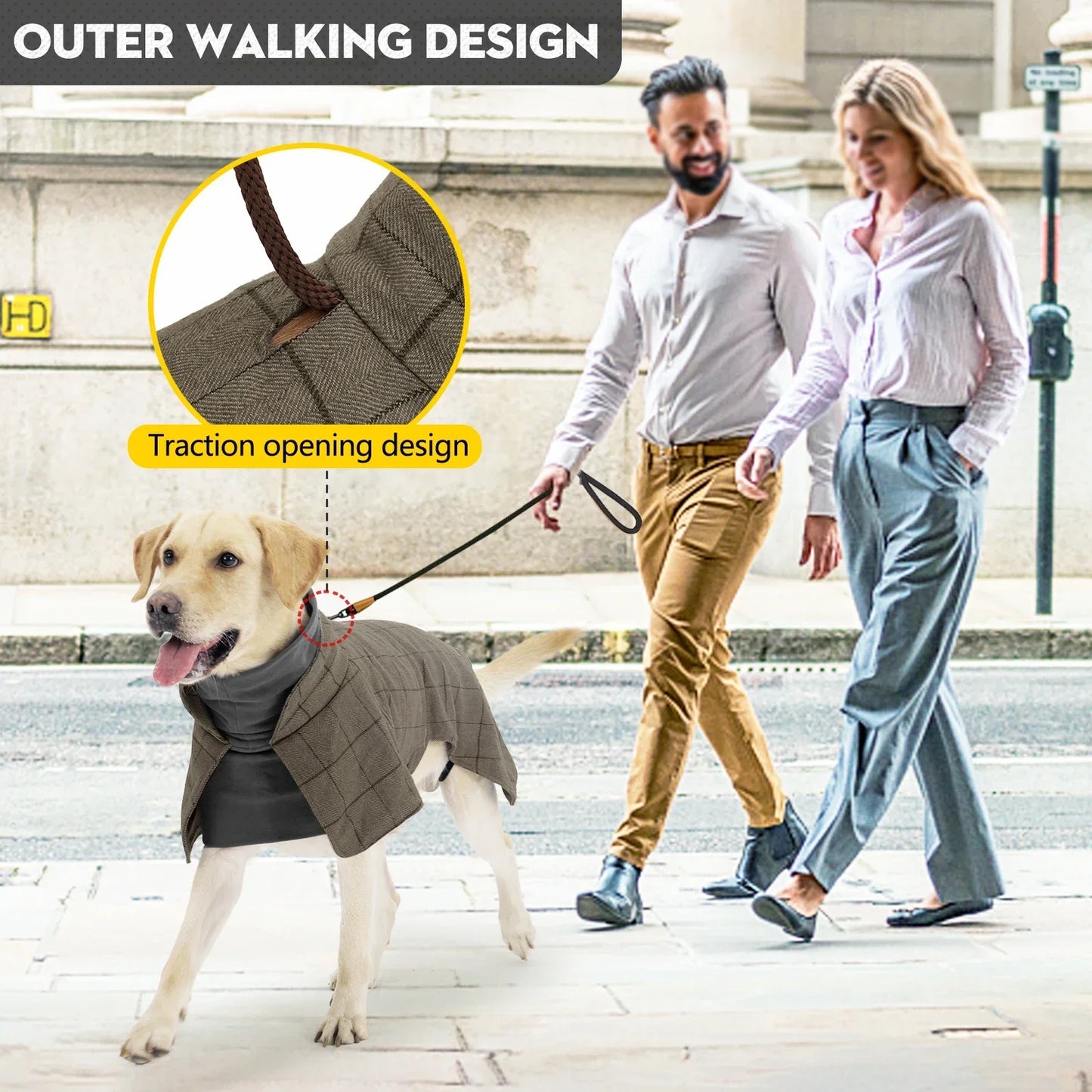 Chaqueta para perros a cuadros impermeable y cortavientos | Ropa de invierno acogedora para mascotas