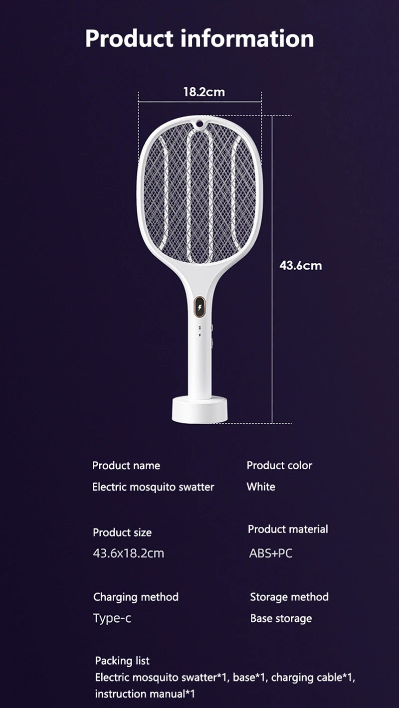 Multi-Functional Electric Bug Zapper Racket | USB Rechargeable Mosquito Killer