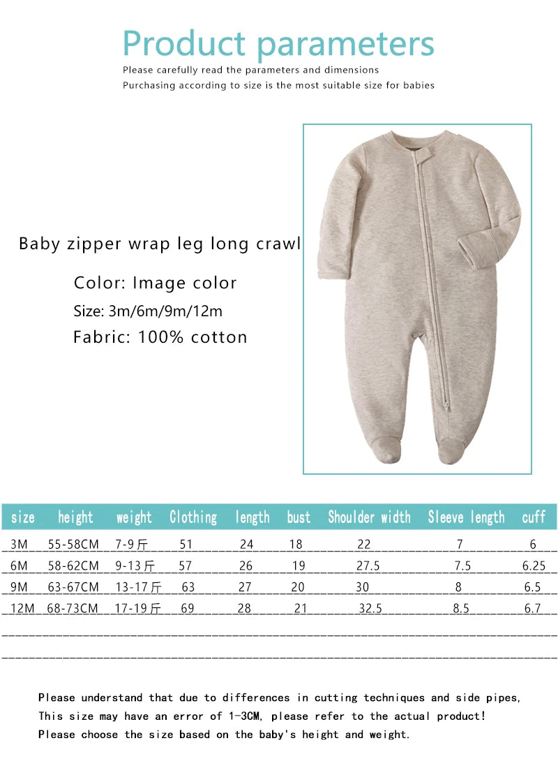 Unisex Newborn Cotton Footed Pajamas | Comfortable Long Sleeve Romper
