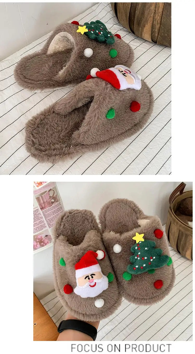 Christmas Kids Plush Slippers | Warm Cotton Indoor Shoes