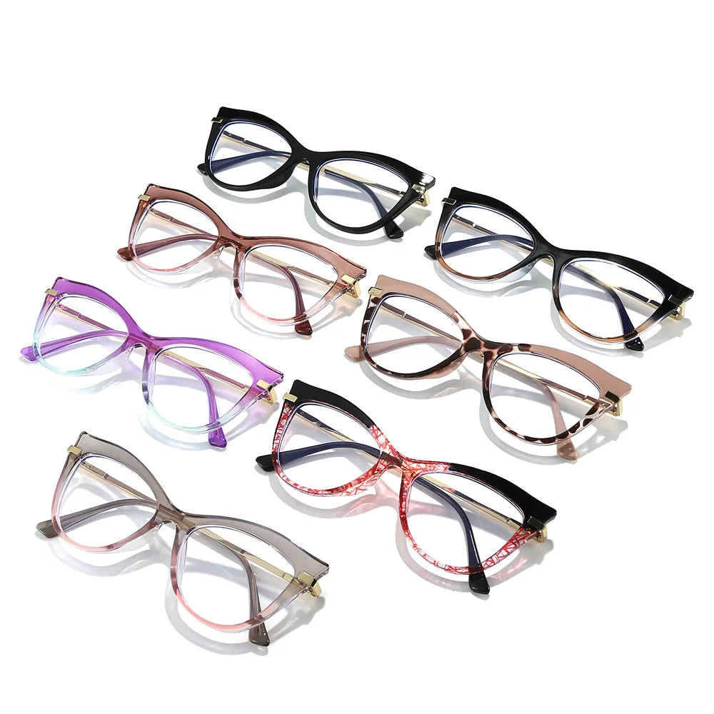 Gradient Cat-Eye Glasses | Retro Y2K Style for Fashion Enthusiasts