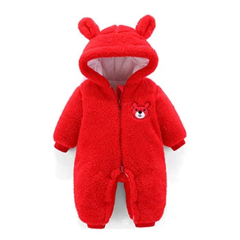 Cute Plush Bear Baby Romper | Warm Autumn Winter Jumpsuit