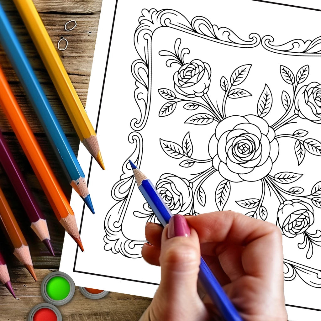 Floral Antique Coloring Book for Adults | Stress Relief & Relaxation