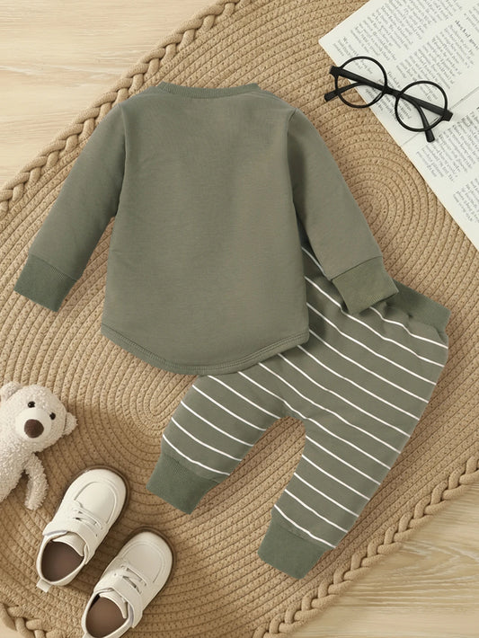 2-Piece Baby Boy Camouflage Set | Comfy Hoodie & Striped Pants