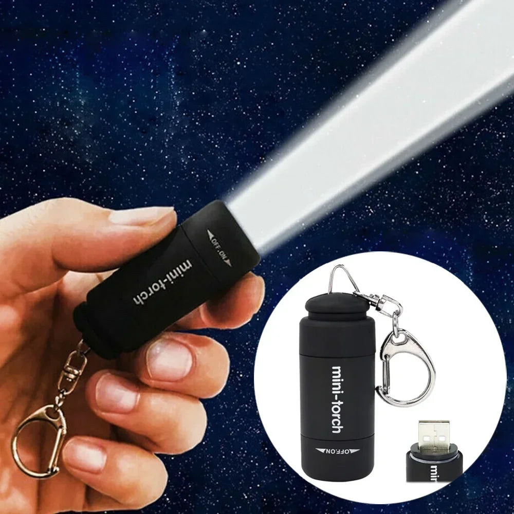 Waterproof Mini Keychain Flashlight | USB Rechargeable LED Light
