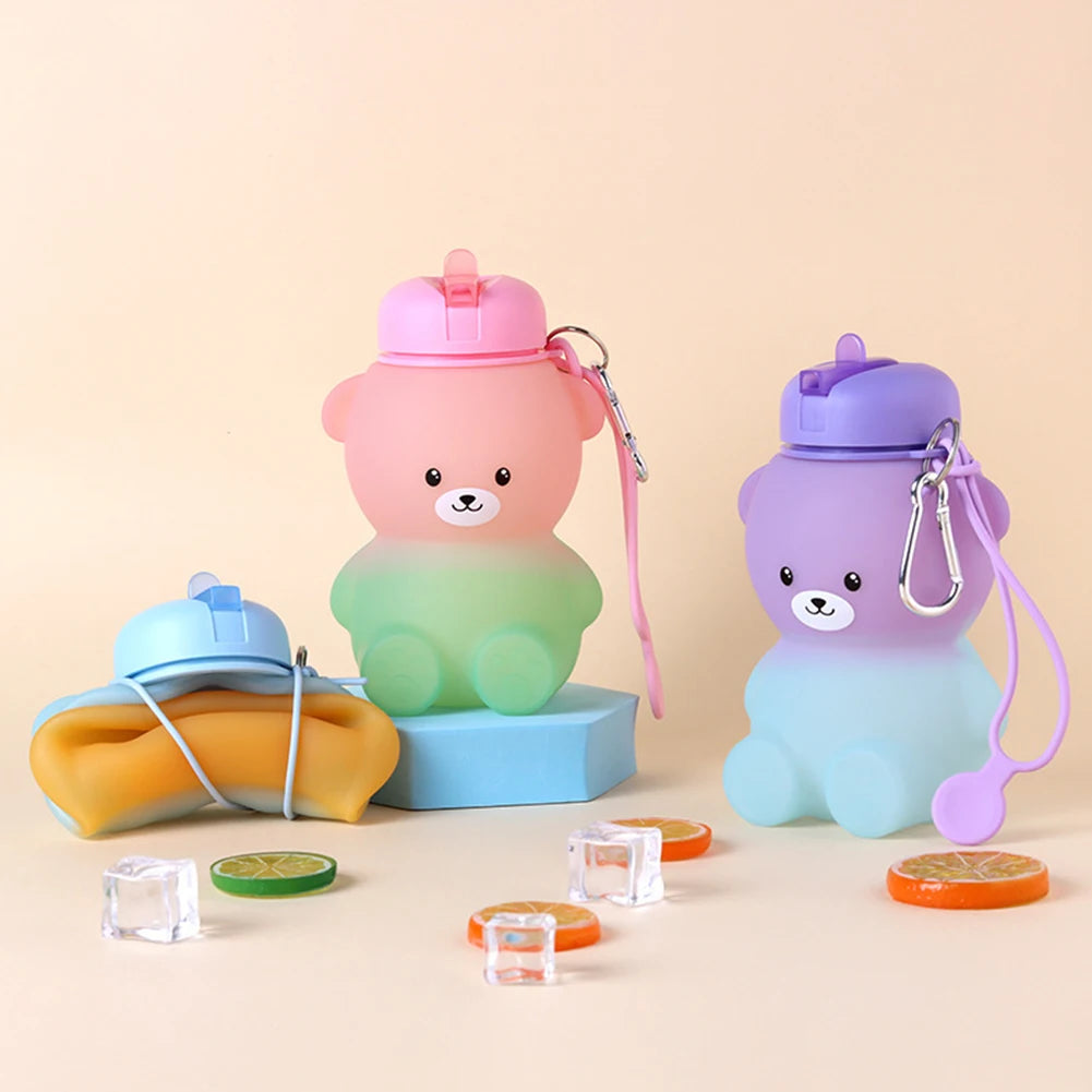 600ml Collapsible Water Bottle | Cute Bear Water Bottle for Sports