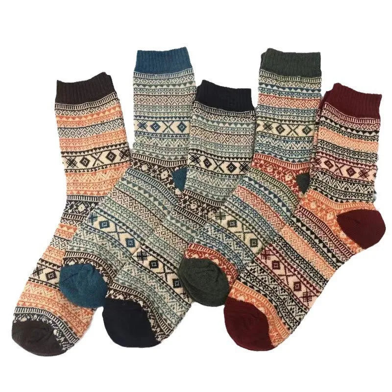 Men's Retro Ethnic Mid Tube Socks | Warm & Comfy Winter Footwear