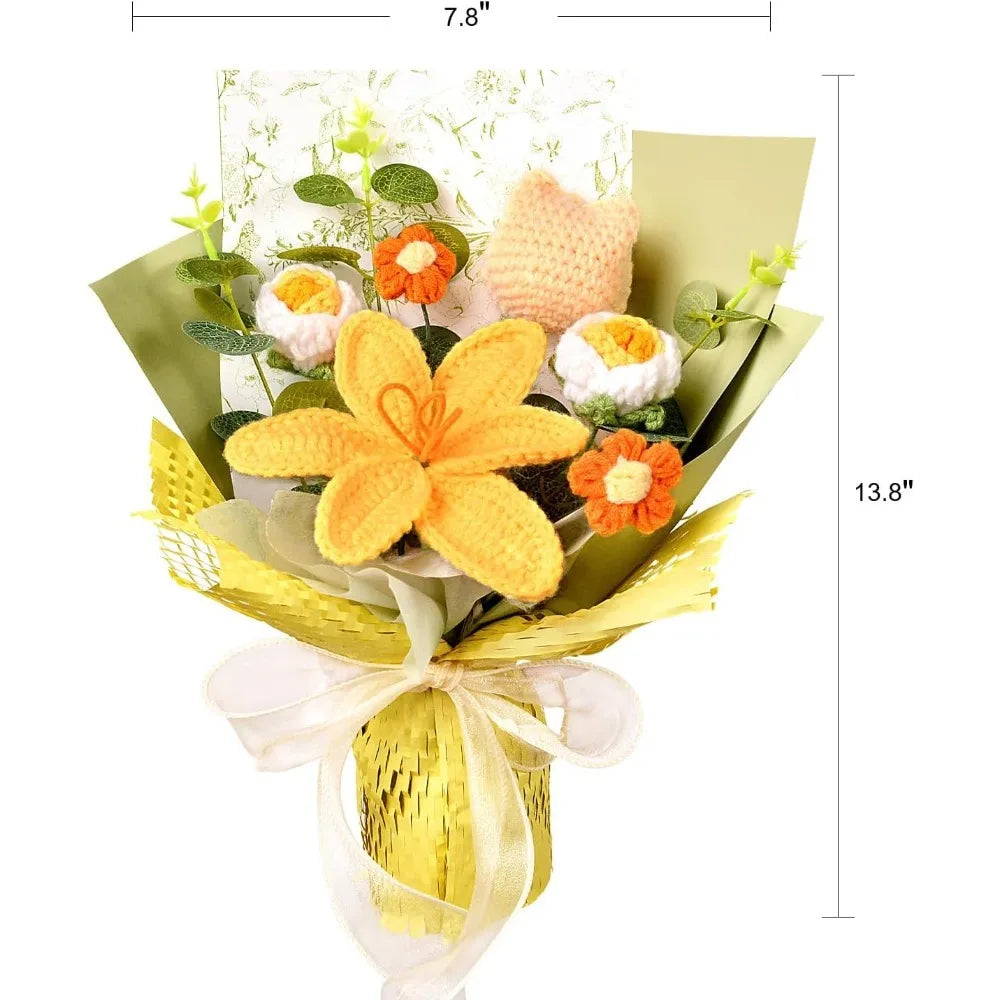 Knitted Flowers Bouquet | Beautiful Crochet Tulips & Daisies