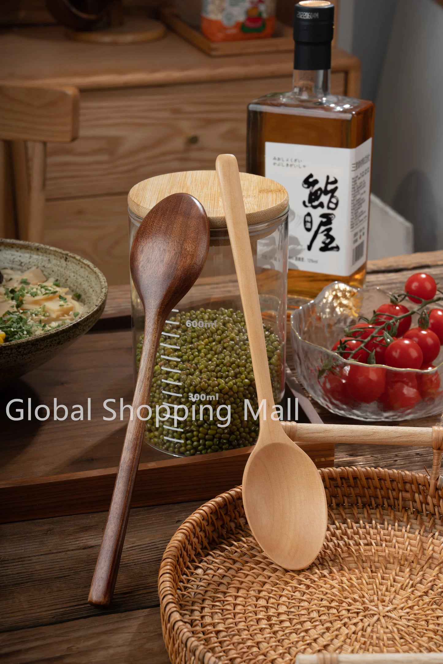 Cucharas de Sopa de Madera Ecológicas | Juego de 6 Utensilios de Mango Largo